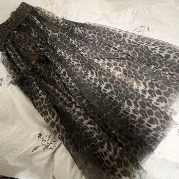 레오파드 무늬 튤 A라인 볼륨 스커트 페티코트 포함