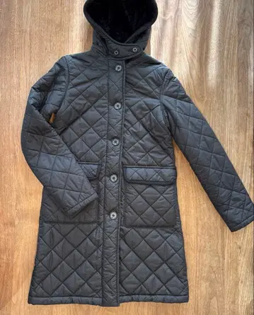 매킨토시 퀼팅 코트 블랙 34 S 보아