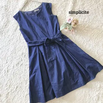 심플리시떼 simplicite 턱 플레어 리본 데님 원피스 36