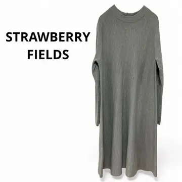 스트로베리 필드 니트 원피스 플레어 하이넥 그레이