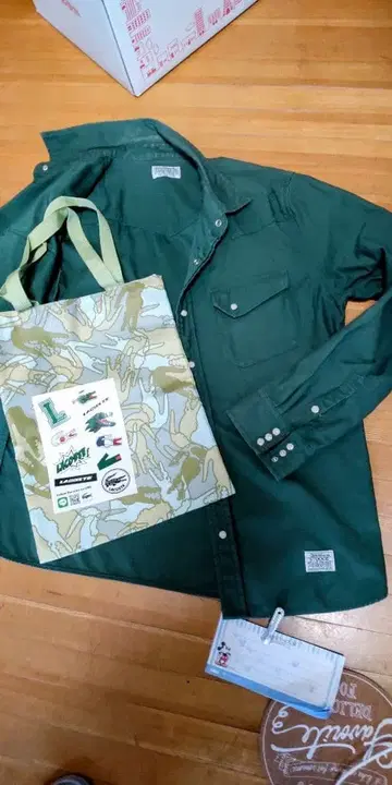 STOOGE & GO 그린 긴 블루종과 스티커와 토트백 세트