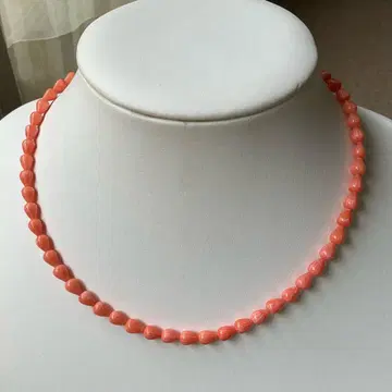 코랄풍 비즈 목걸이 핑크 컬러 심플 금장 장식 실버 색상