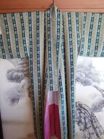 [ 워셔블 기모노 ] 그린 계열 코몬 기모노 이중 기모노