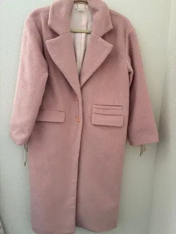 핑크 플리스 롱 코트