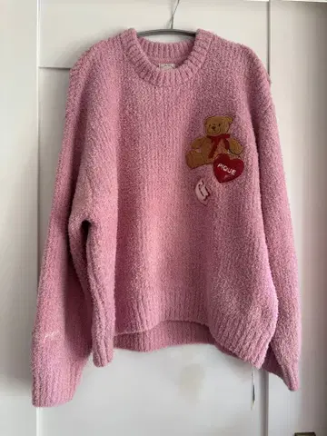 GELATO PIQUE 핑크 곰 자수 스웨터