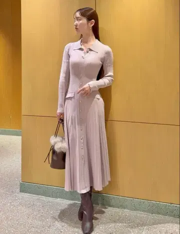 스나이델 프론트 버튼 니트 원피스