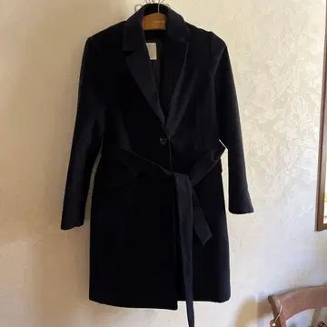 VIS 네이비 체스터 코트 허리 리본 포함