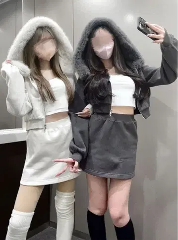 GRL 그레일 퍼 지퍼 셋업 차콜 tu935