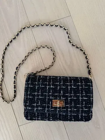 트위드 블랙 숄더 파티백