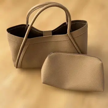 베이지 토트백 파우치 포함