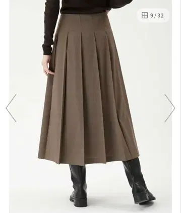 미라 오웬 버클 OneWAY 플리츠 스커트