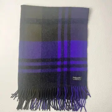 조슈아 에리스 대형 스톨 퍼플 체크 캐시미어 100% 보라색