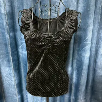 도트 탱크탑 벨로아 프릴 y2k