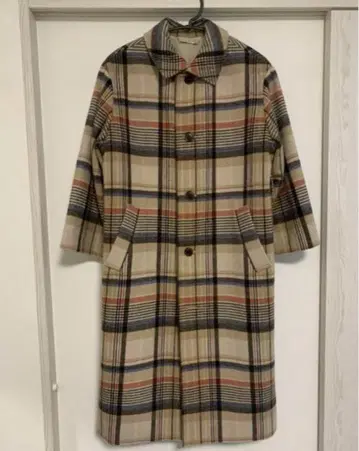 미라 오웬 체크 무늬 롱 코트