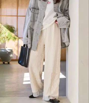 프릭스스토어 아이보리 레이스 패치워크 팬츠 새상품