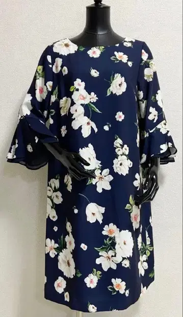 로즈 티아라 플라워 보타니컬 노카라 원피스 42 XL