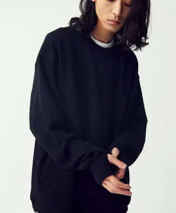 [ RHYTHR ] 오버사이즈 스웨트셔츠 블랙