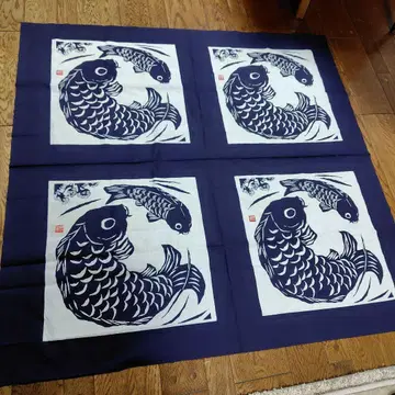 하세가와 토미사부로 남동생 쌍어 무늬 보자기 원단