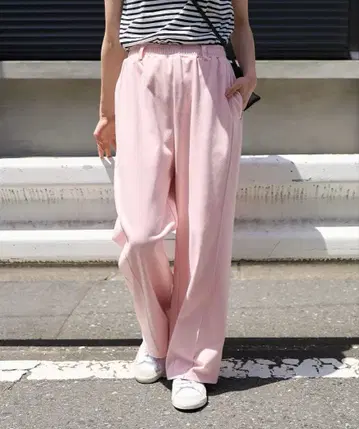 프릭스스토어 서머 본딩 커브 와이드 팬츠 스웨트 팬츠 핑크