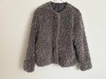 그레이 페이크 퍼 아우터