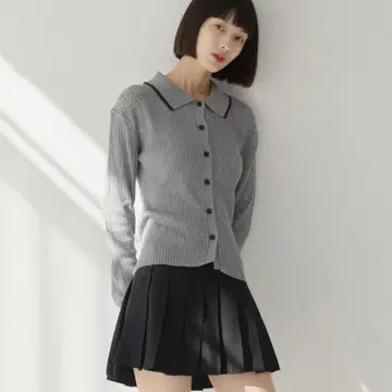 haek 배색 리브 니트 상의 니트 상의