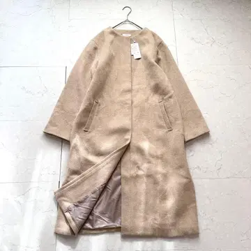 새상품 a.v.v 노카라 롱 코트 L 베이지 택 포함