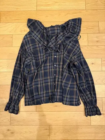 빔즈 보이 프릴 칼라 체크 셔츠