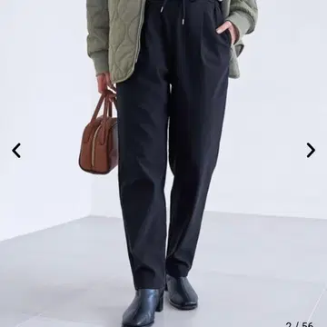 coen 블랙 속기모 테이퍼드 팬츠