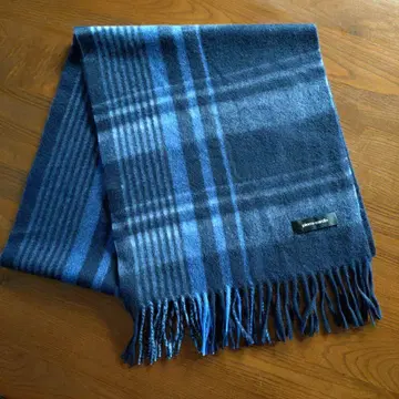 미사용 피에르 가르뎅 캐시미어 체크 스트라이프 머플러 남녀 공용