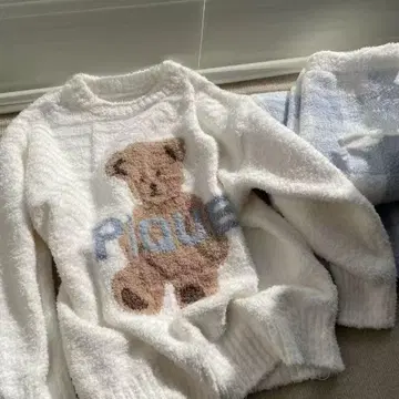 곰 자수 후와후와 룸웨어