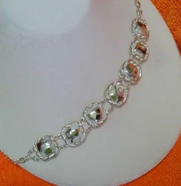 특가 익명 배송 핸드메이드 일점물 실버(순은) 화이트 도자기 메탈 팔찌