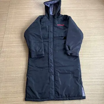 HONDA 후드 부착 폴리에스테르 롱 코트 블랙