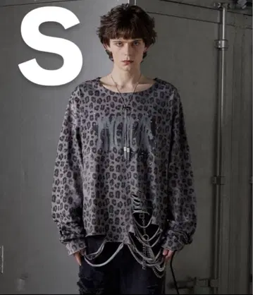 GRANCY 레오파드 무늬 긴팔 티셔츠 S 그레이 takato