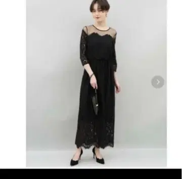 ADAM ET ROPE 튤 패널 레이스 드레스