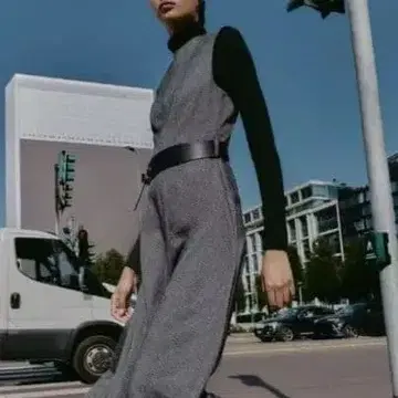 완판템 ZARA 자라 벨트 포함 자카드 미디 원피스