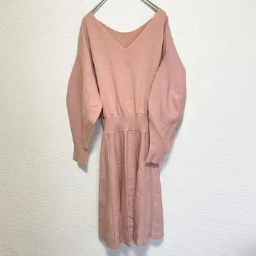 MERCRYDUO 플리츠 니트 원피스 핑크 F 사이즈