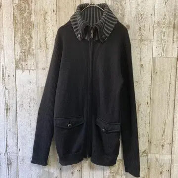 햄넷 HAMNETT 니트 스웨터 집업 블랙 M