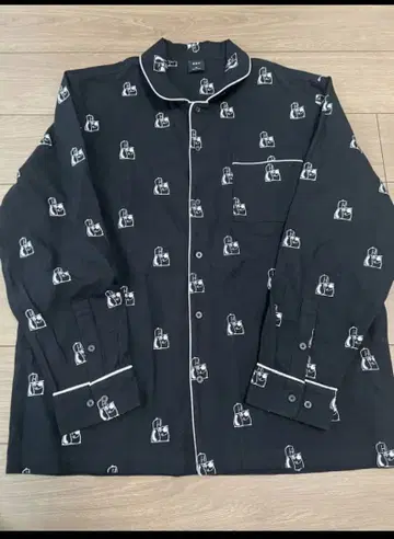 HUF 블랙 프린트 패턴 셔츠 XL