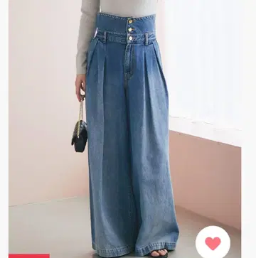 La boutique BonBon 하이웨스트 데님 배기 데님 와이드