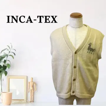 zAA2 [ F ] INCA-TEX 니트 베스트 V넥 버튼 프론트