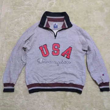 90'S 빈티지 Champion USA 하프 지퍼 맨투맨 M