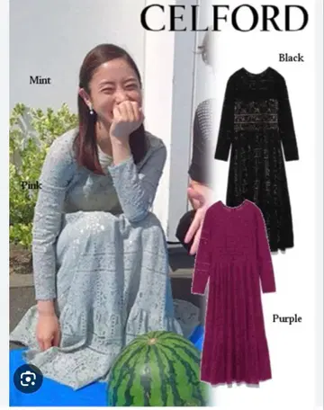 CELFORD 전체 레이스 롱 원피스