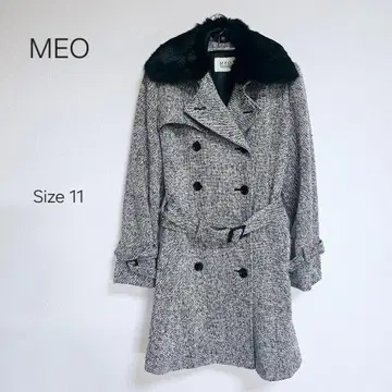 MEO 더블 브레스트 코트 퍼 포함 벨트 포함