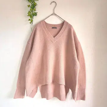 IENA 이에나 새상품급 울 캐시미어 AQUAV 넥 와이드 니트 핑크