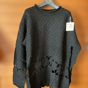 PROSPECT 블랙 레이스 편직 긴팔 니트