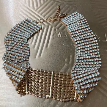 큐빅 목걸이 초커 사교 밸리댄스 골드 실버