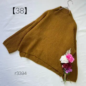 류알라 하이넥 니트 울 혼방 리브 스웨터 카멜 [ 38 ] M