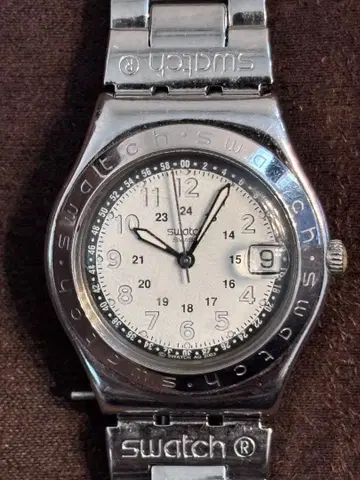 스와치 아이러니 스테인리스 스틸 손목시계 스와치 빈티지