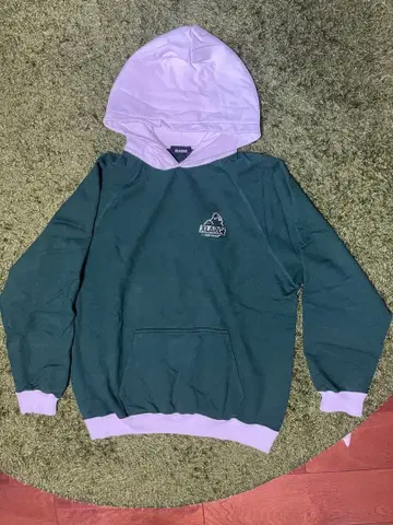 X-LARGE 후드 부착 후드티 그린/라벤더