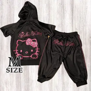 헬로키티 집업 저리 레오파드 무늬 셋업 반팔 Y2K